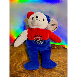 Vintage Texas Motor Speedway Red, White, & Blue Beanie Bear Plush 8” NWT